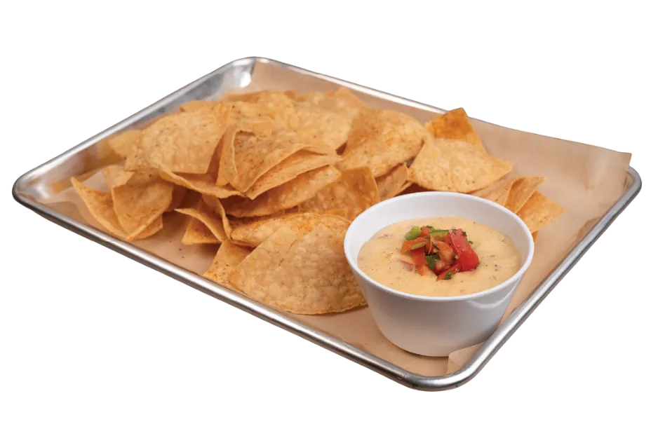 An image of chips and queso