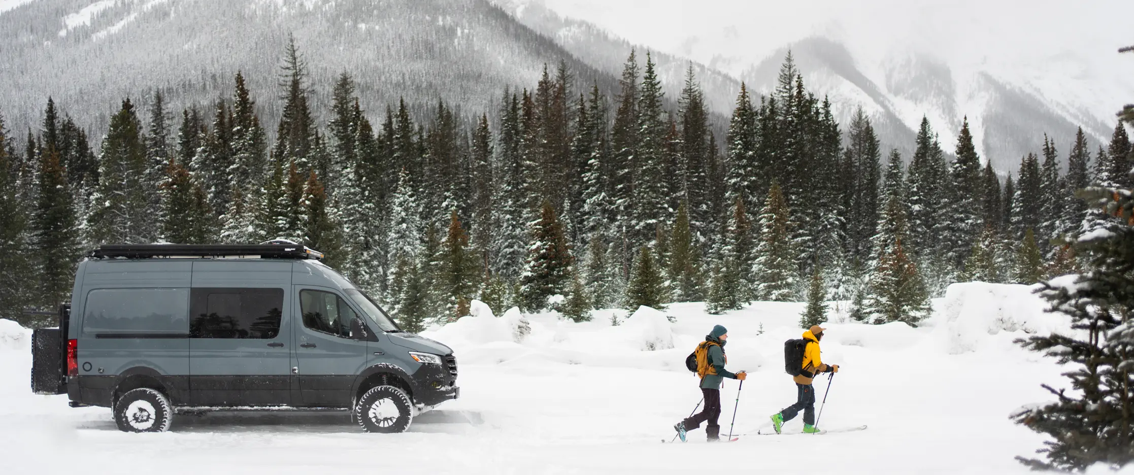 Ski touring with an adventure van