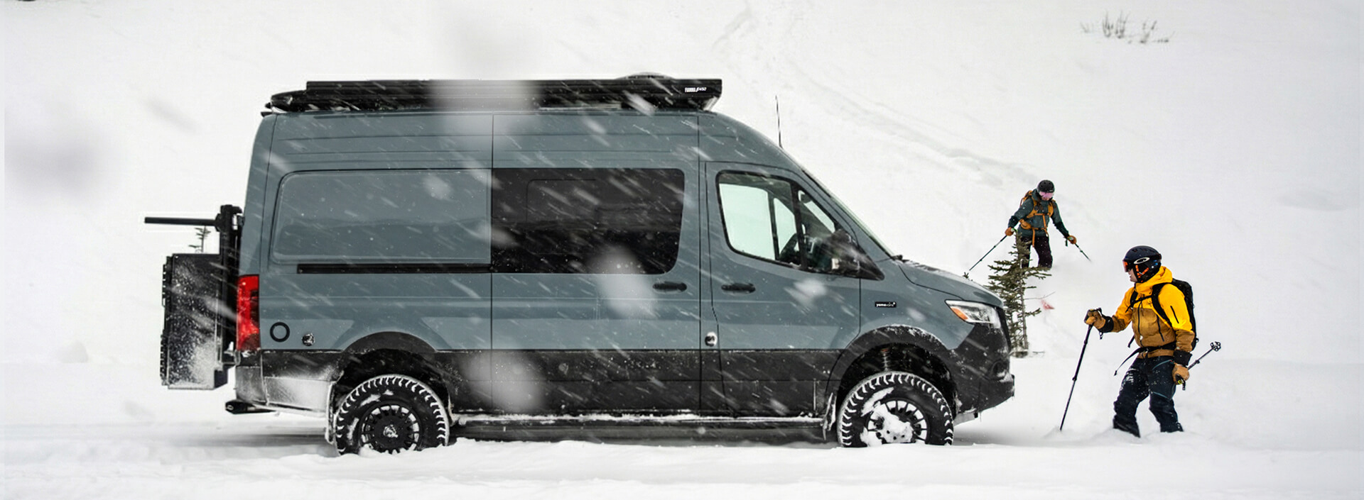 Ski touring with an adventure van