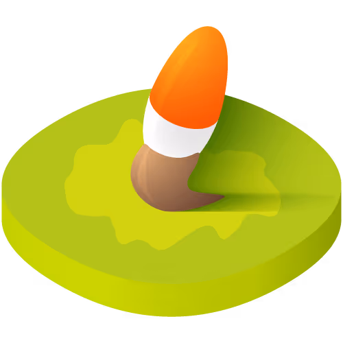 Isometric icon representing a paint brush.