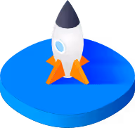 Isometric icon representing a rocket.