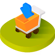 Isometric icon representing a shopping cart.