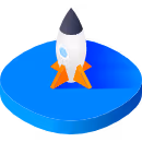 Isometric icon representing a rocket.