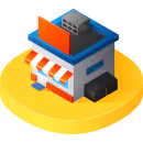Isometric icon representing a shop.