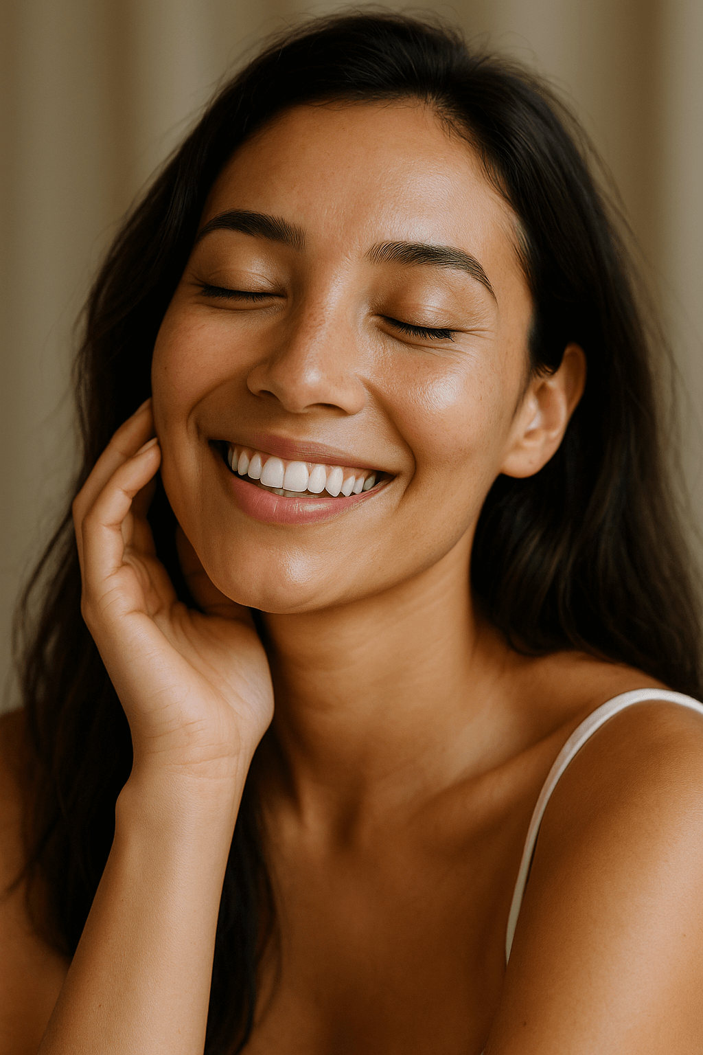 close-up of glowing skin after a chemical peel in Potomac