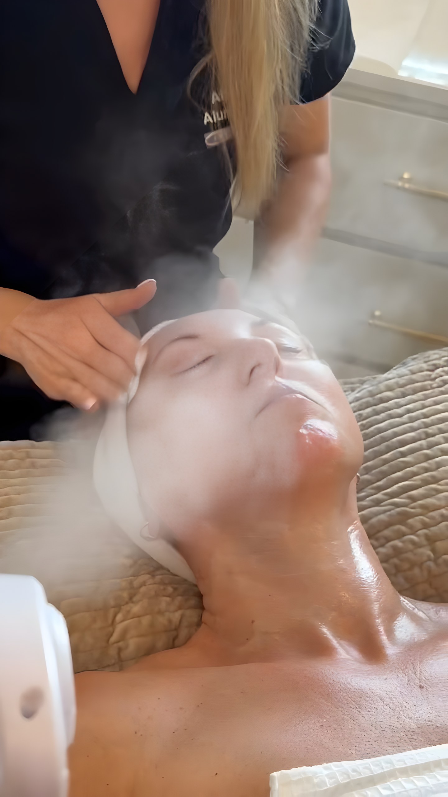 Steam facial treatment at Aluna Aesthetics in Potomac, MD