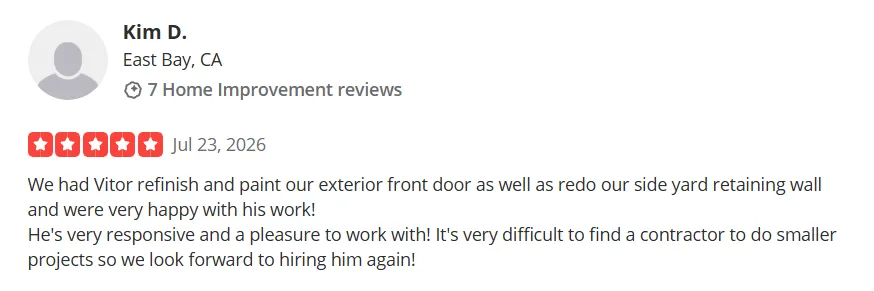 5 Star customer review from Yelp.