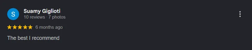 5 Star customer review from Google.