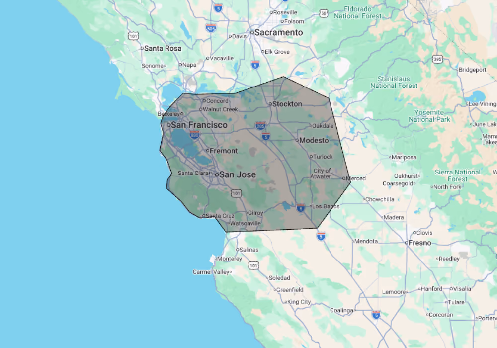 Our service area: Bay Area, San Francisco, San Jose, Dublin, and Surrounding Areas.