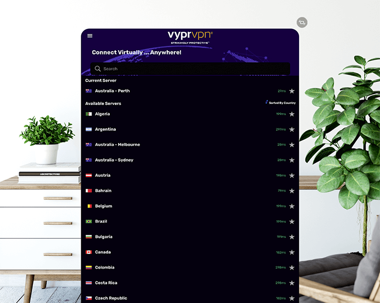 VyprVPN app screens project preview.