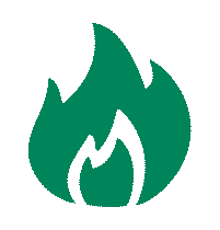 A green flame shifting side to side.