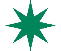 Green six pointed star rotating.