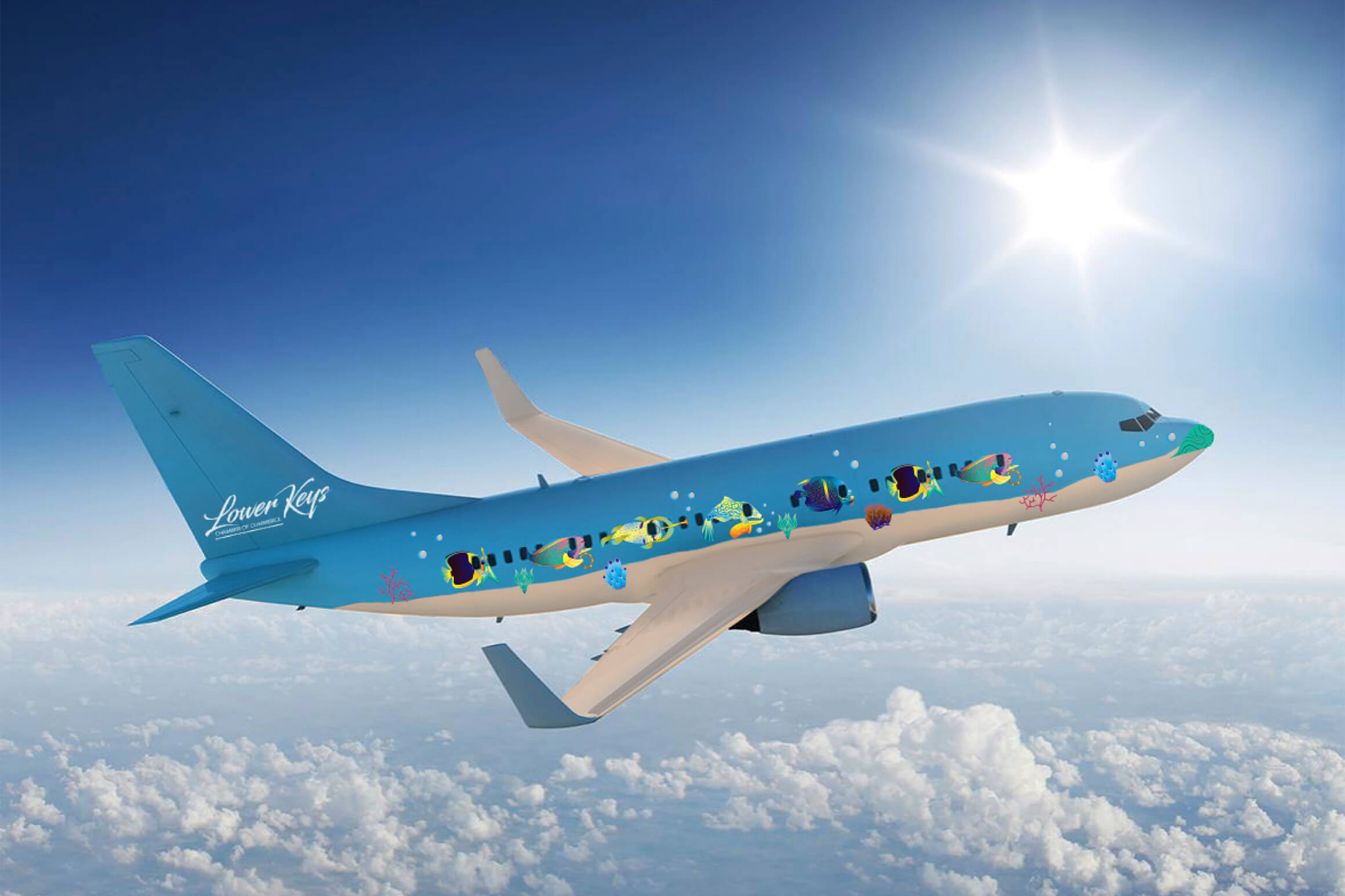 Airplane in the sky.