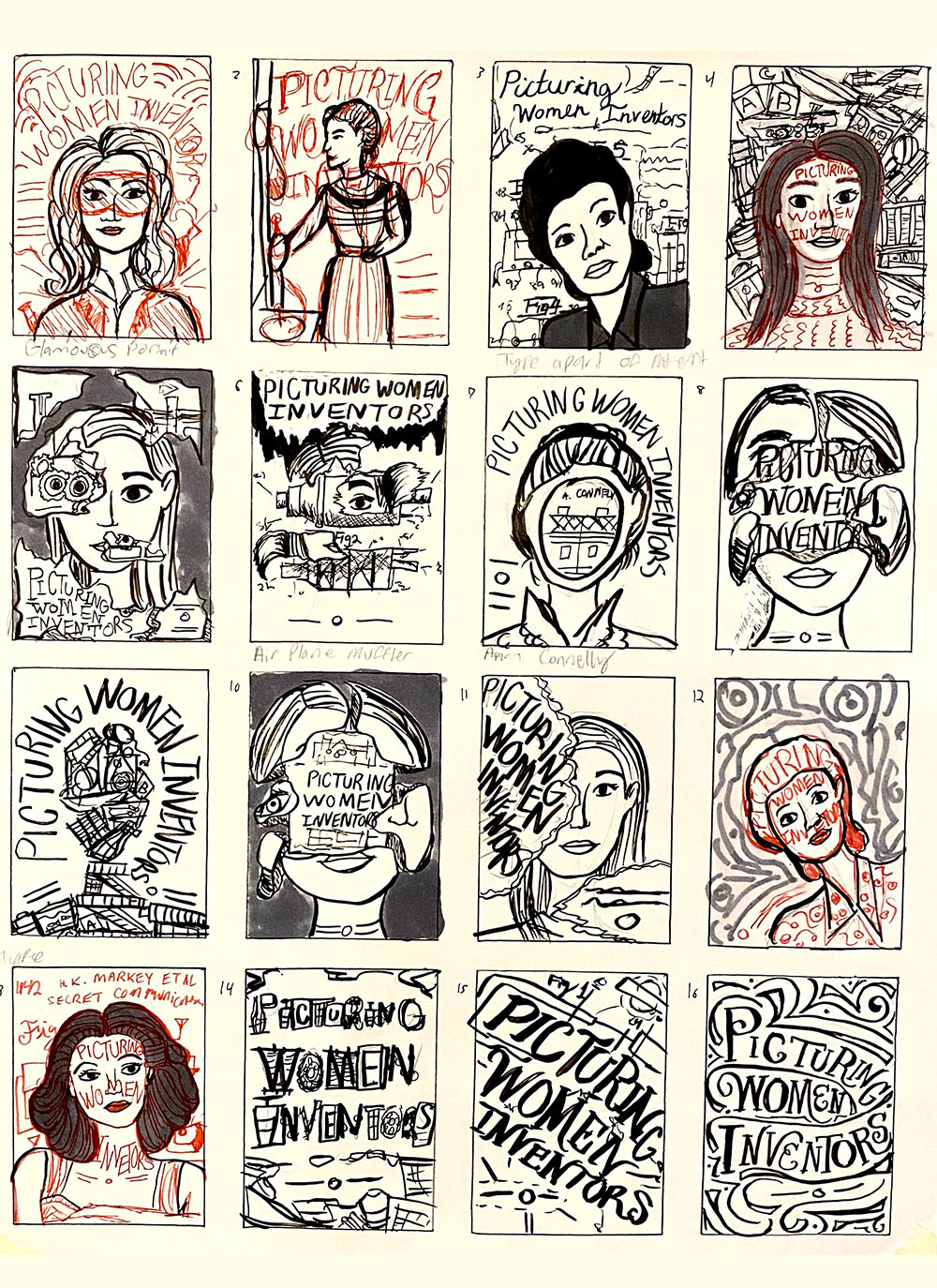 Thumbnail sketches of poster ideas.