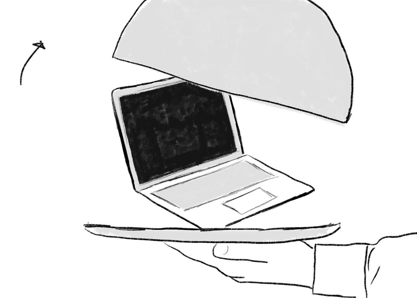 Storyboard of server revealing a laptop.