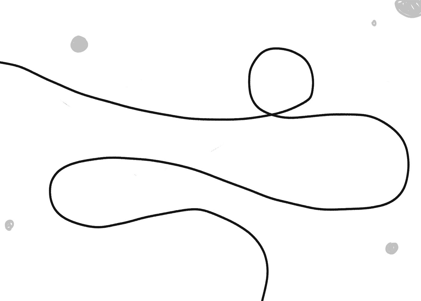 Storyboard sketch of line looping and circles floating.