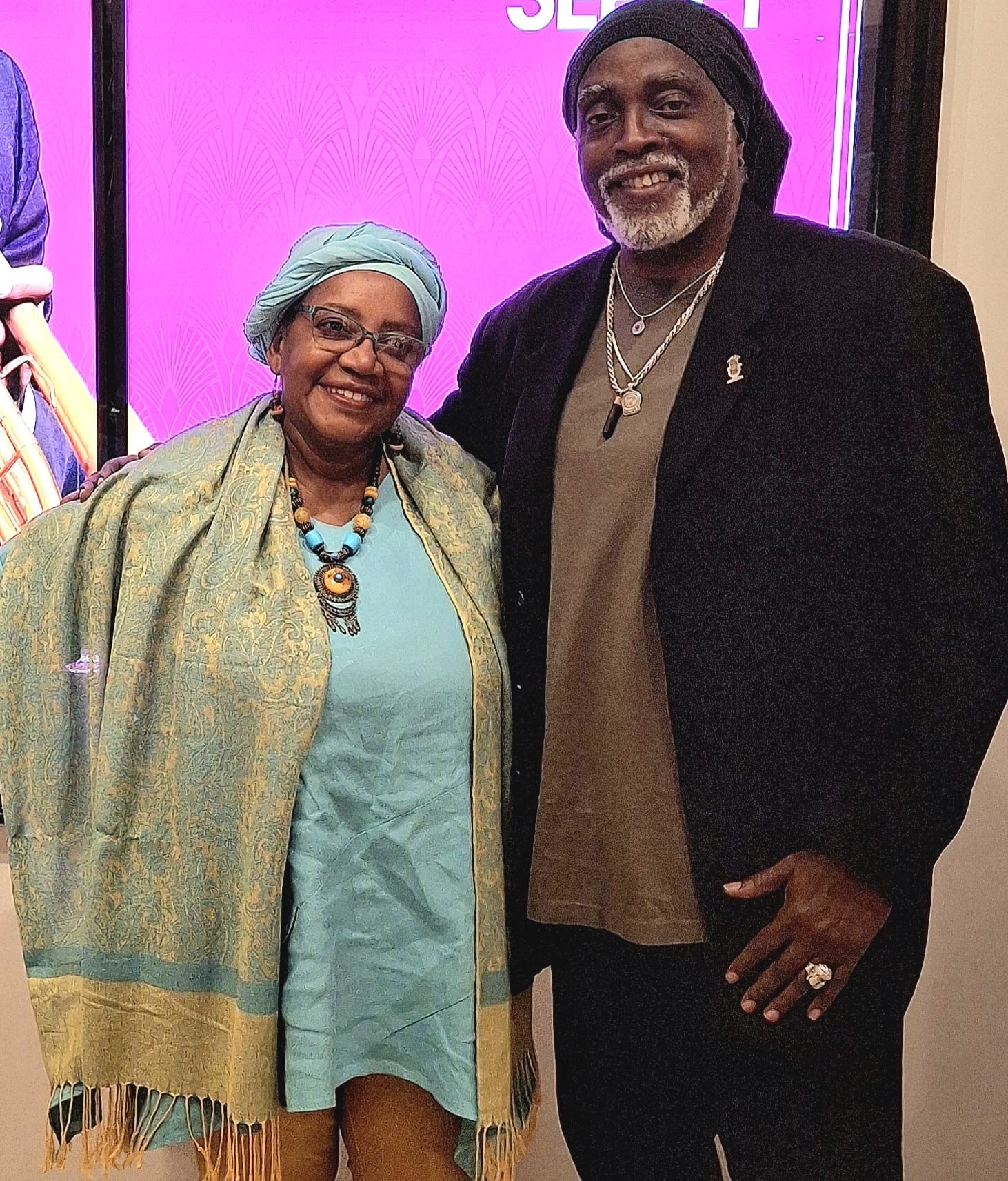 a man and woman standing together