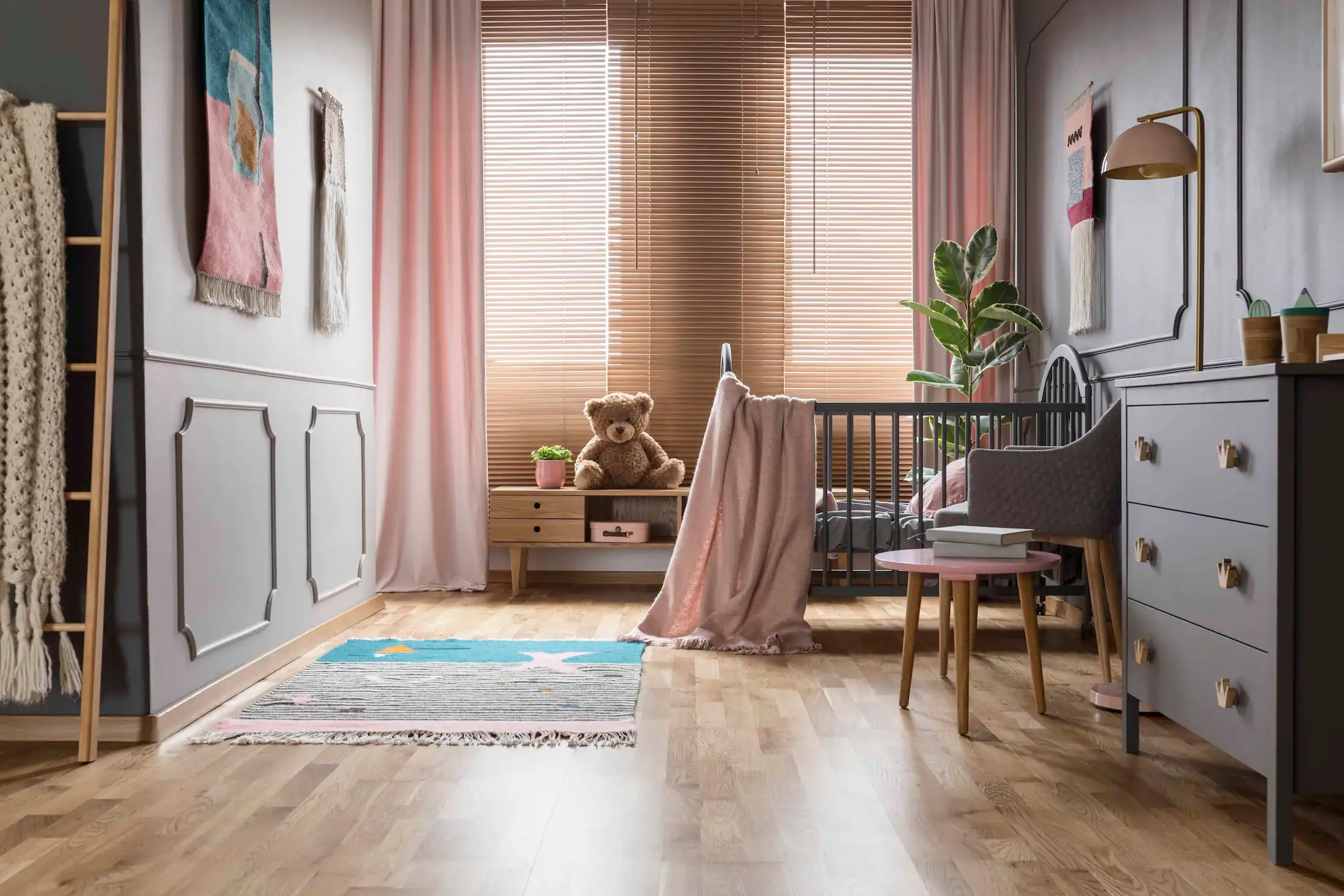 child's bedroom with light oak hardwood