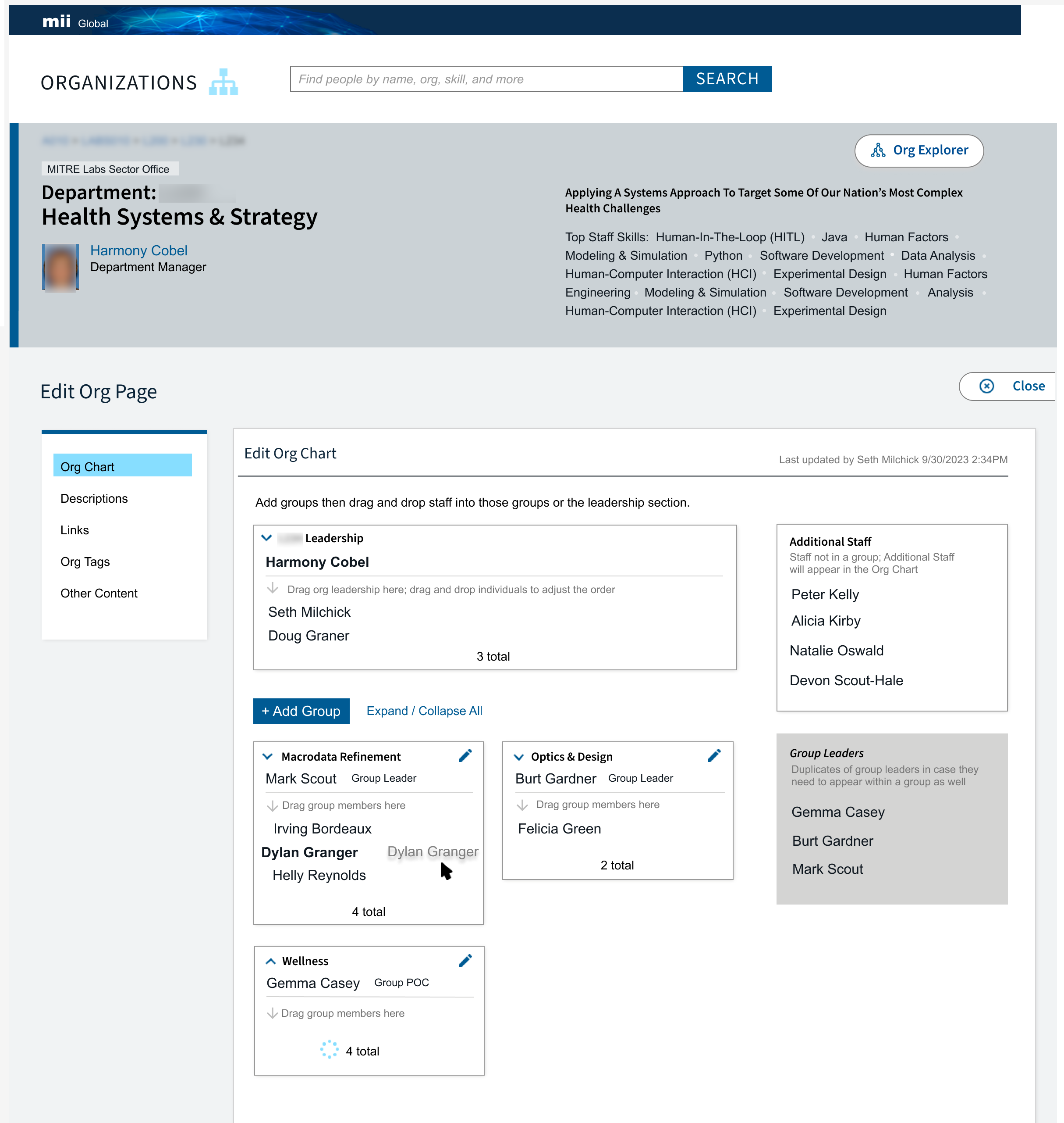 Org chart editor mockup.