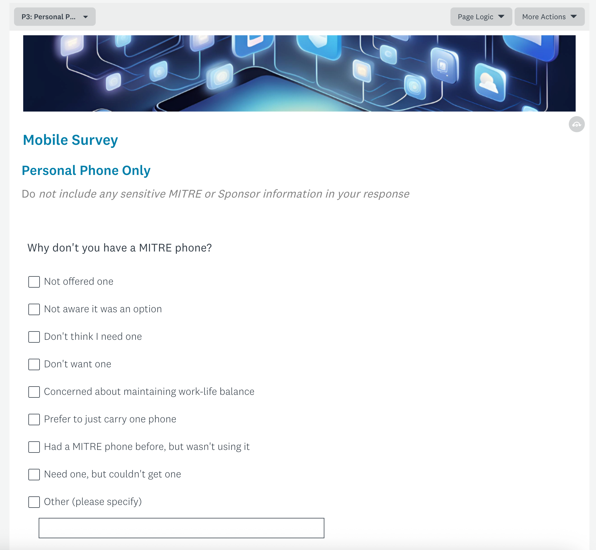 Sample mobile survey question.