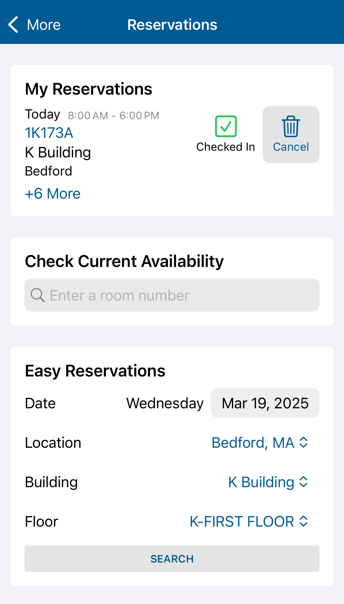 Workspace Reservations section