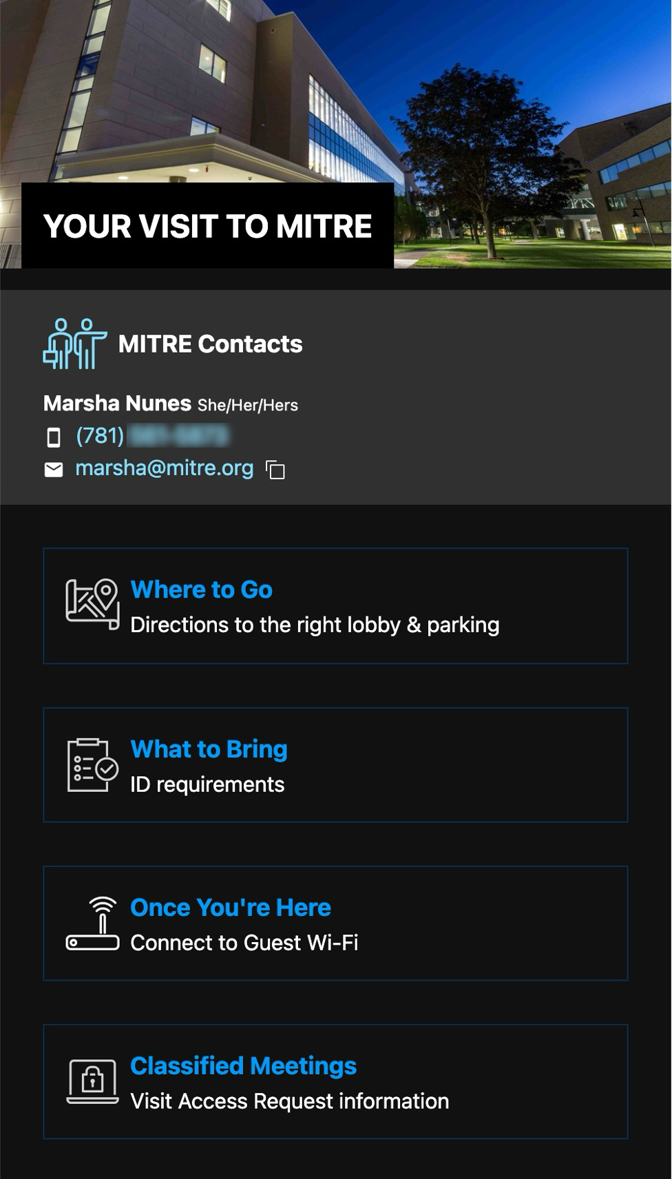 Example Visitor Assistant page.