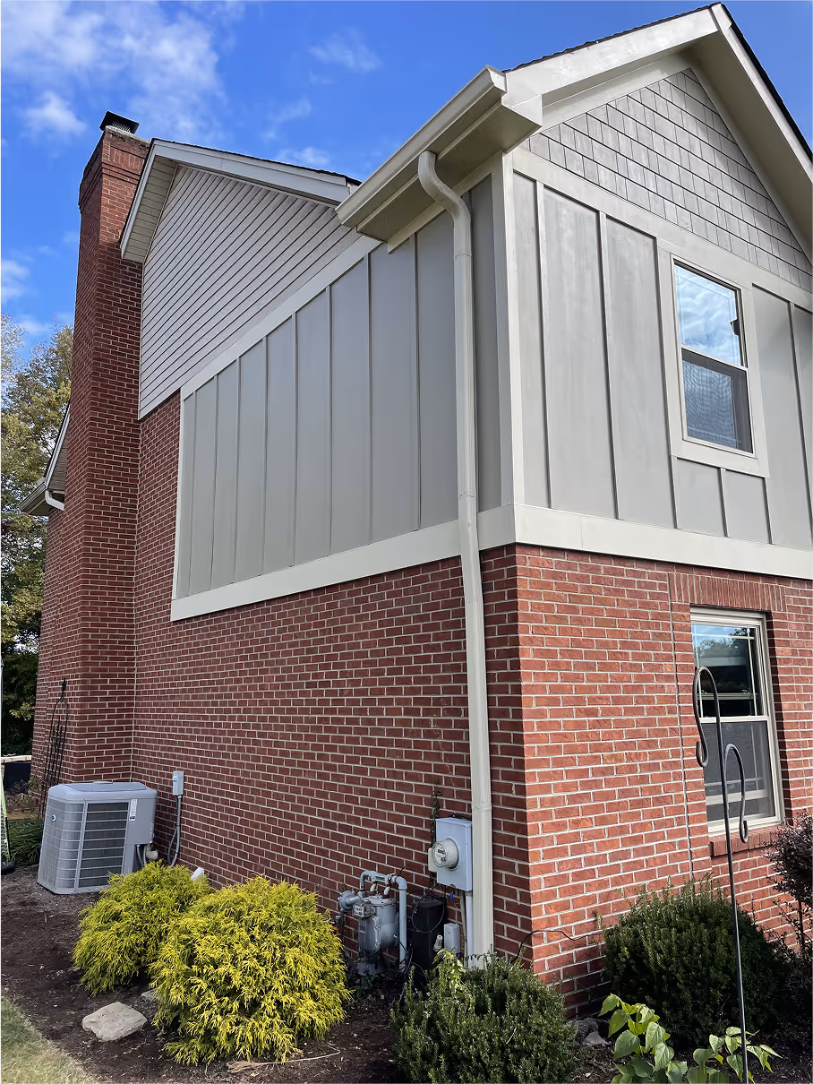 side of house with gutters