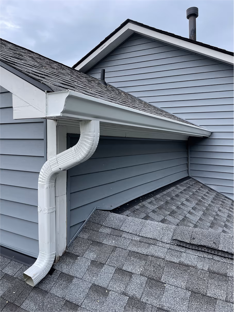 blue house with new white guards