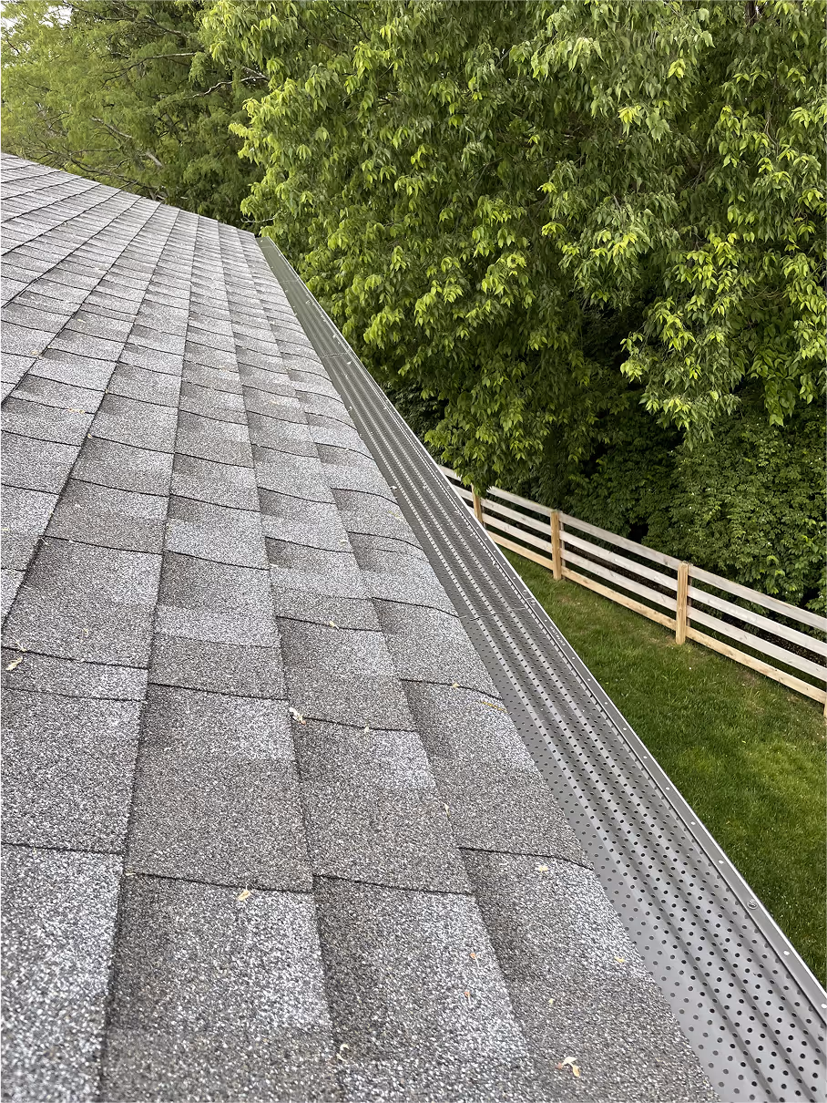 roof with new grey gutters