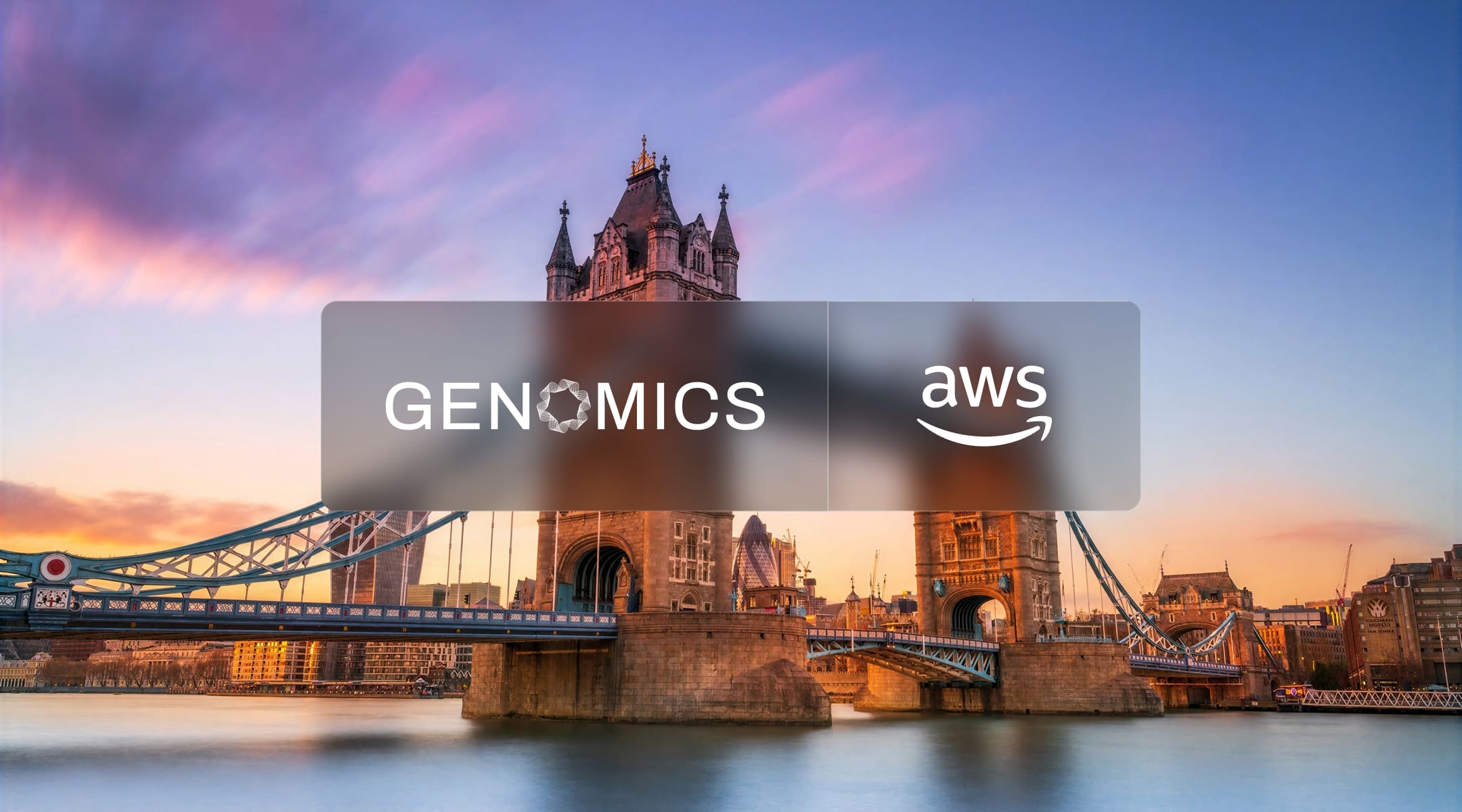 Genomics and AWS logos over Tower Bridge in London for AWS Public Sector AI Symposium 2026