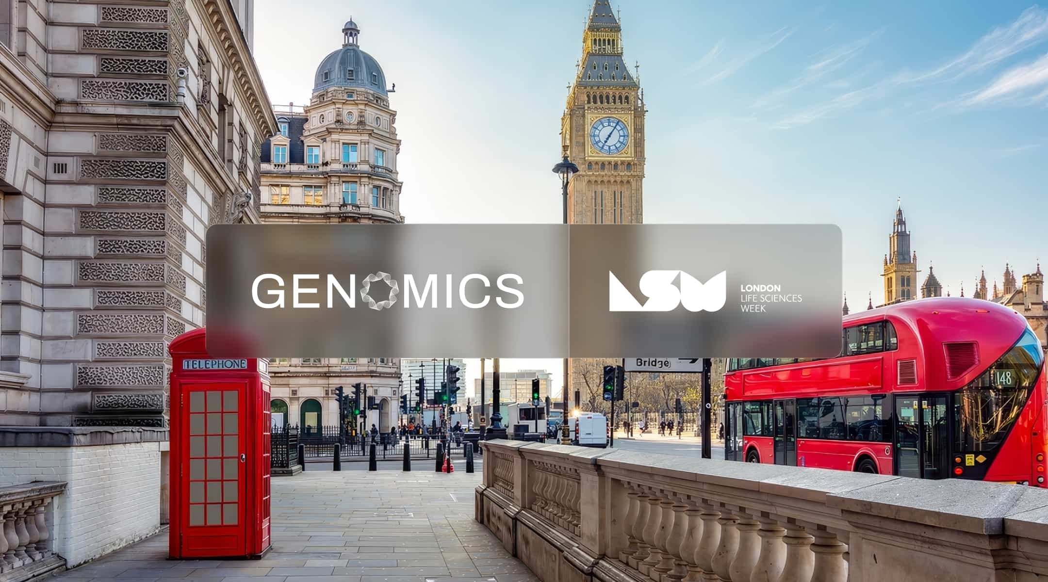 Genomics and London Life Sciences Week logos over Westminster in London for London Life Sciences Week 2026
