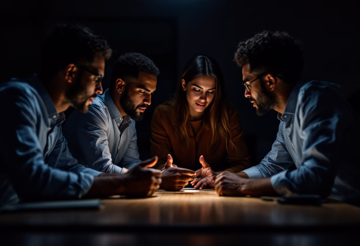 image of a diverse team in a meeting (for a edtech)