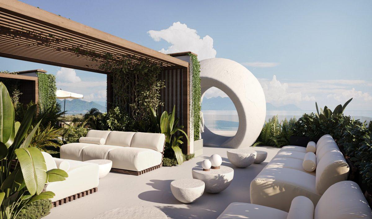 Lounge terrace with sofas and sea views — Sunny Moon Phuket, Nai Harn