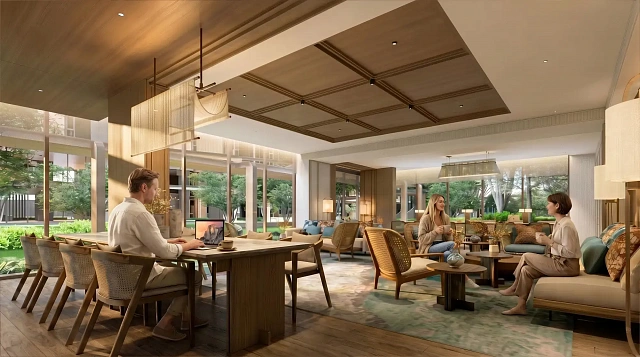 Коворкинг с панорамными окнами в сад — PEYLAA Phuket, Банг Тао