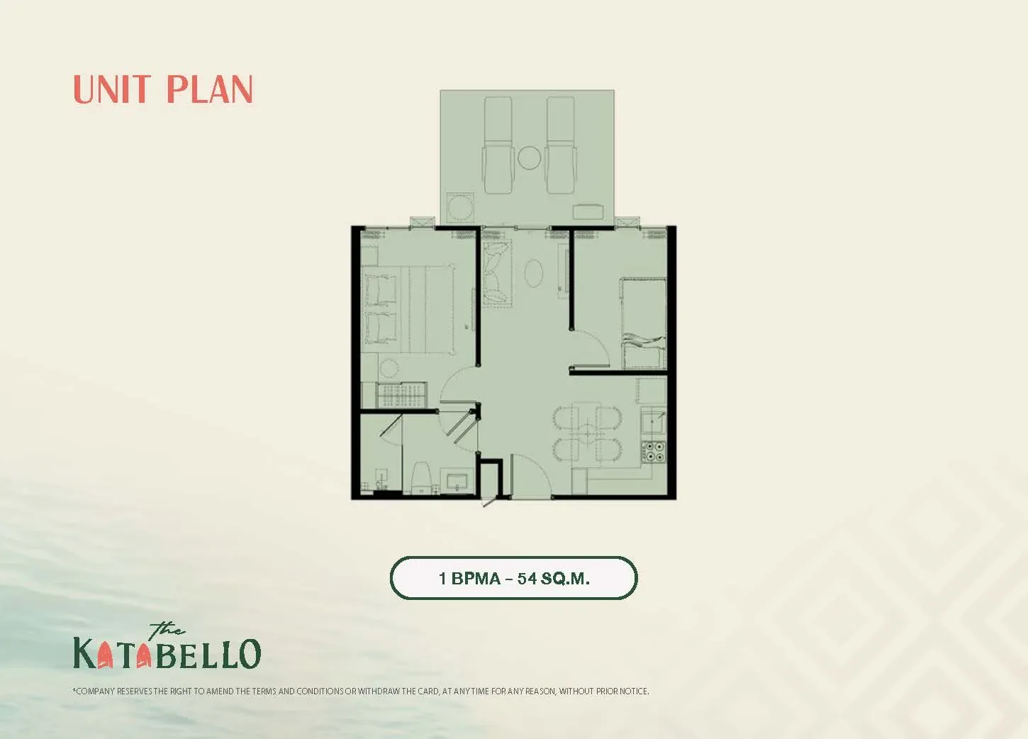 Планировка 1 BPMA, 54 м² — The Title Katabello, Ката