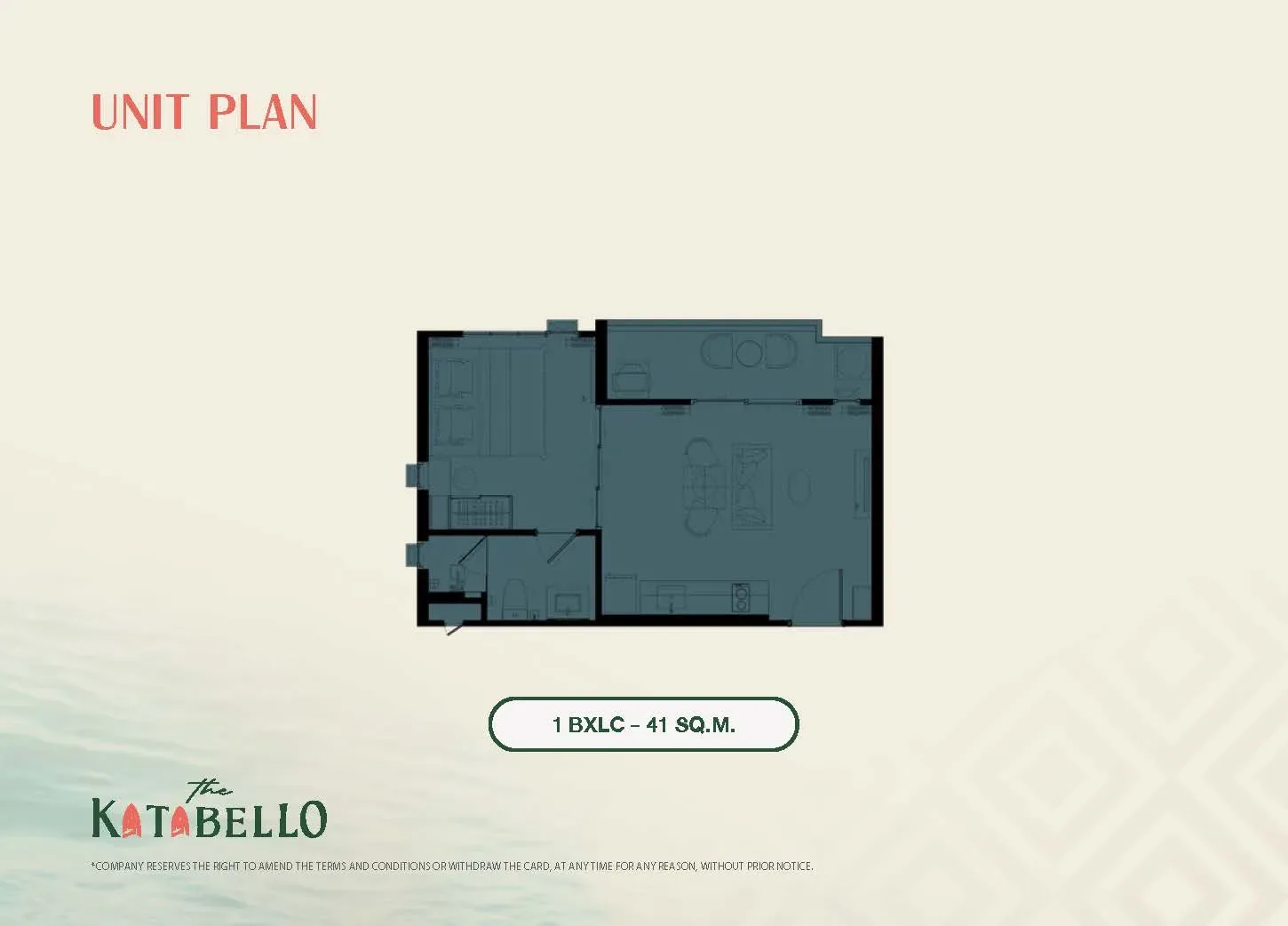Планировка 1 BXLC, 41 м² — The Title Katabello, Ката