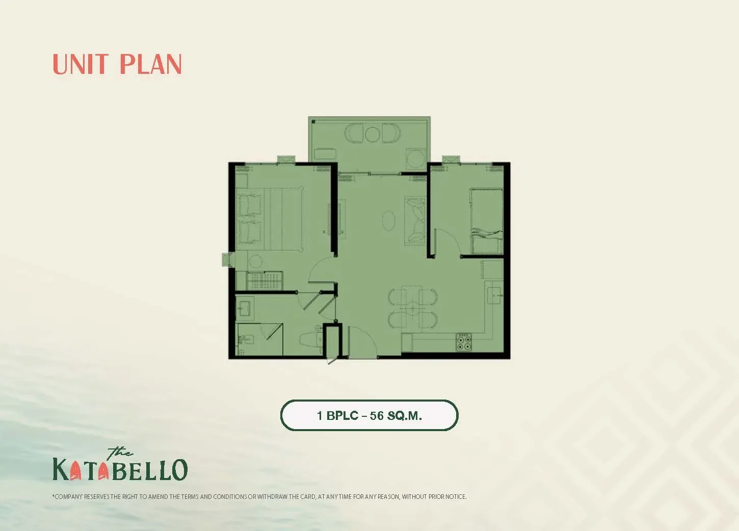 Планировка 1 BPLC, 56 м² — The Title Katabello, Ката