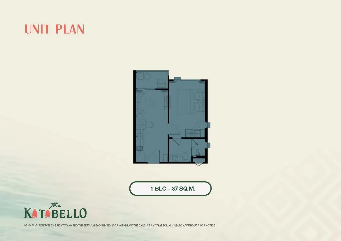Планировка 1 BLC, 37 м² — The Title Katabello, Ката