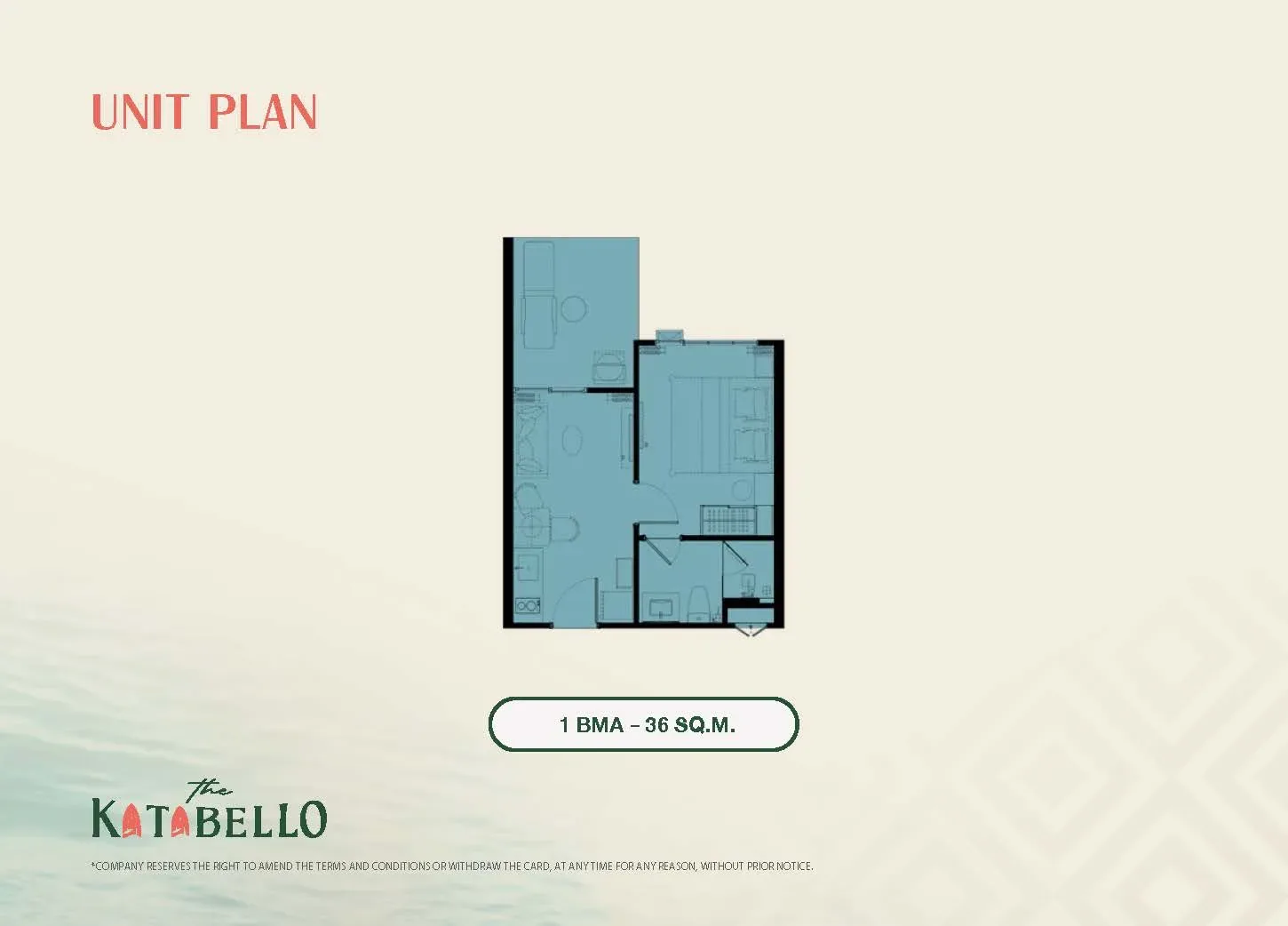 Планировка 1 BMA, 36,8 м² — The Title Katabello, Ката