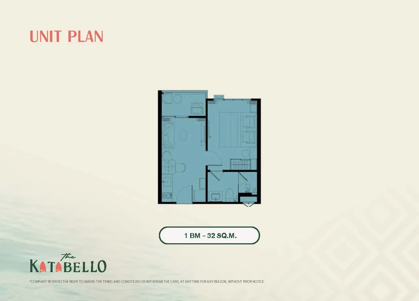 Планировка 1 BM, 32 м² — The Title Katabello, Ката
