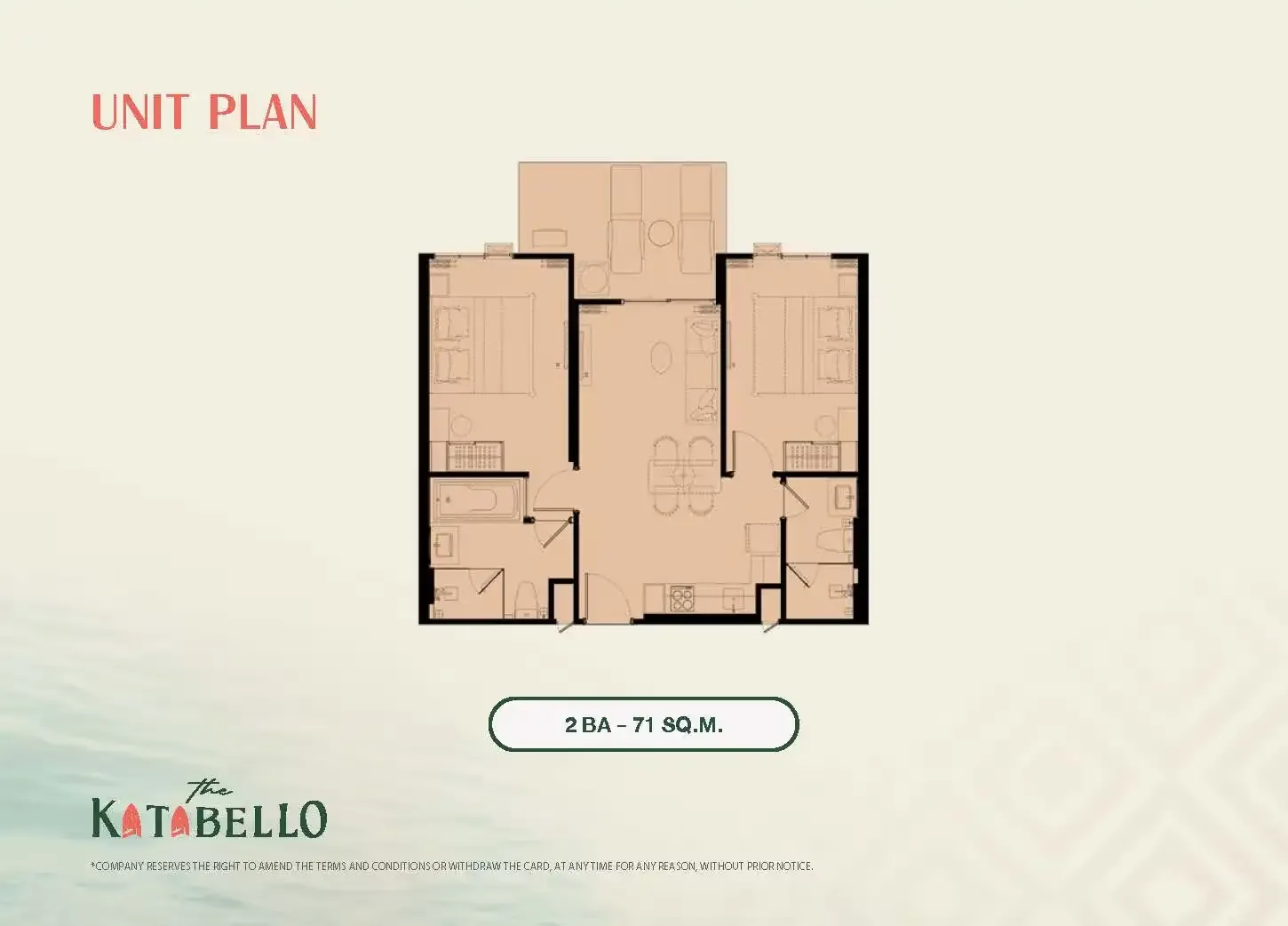 Планировка 2 BA, 71 м² — The Title Katabello, Ката