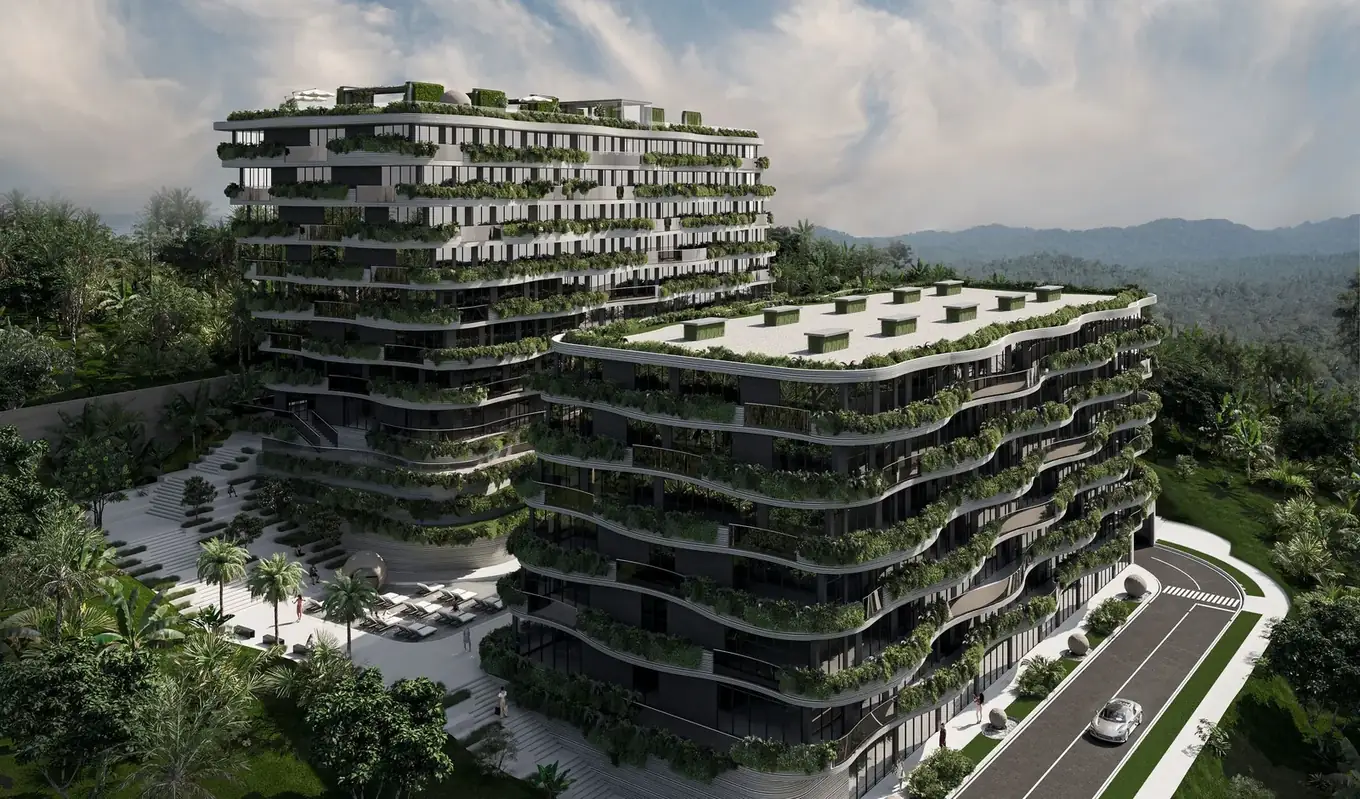 Complex on the hillside among tropical greenery — Sunny Moon Phuket, Nai Harn