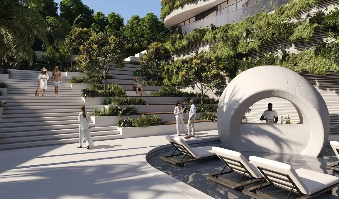Stairs and lounge area by the pool — Sunny Moon Phuket, Nai Harn