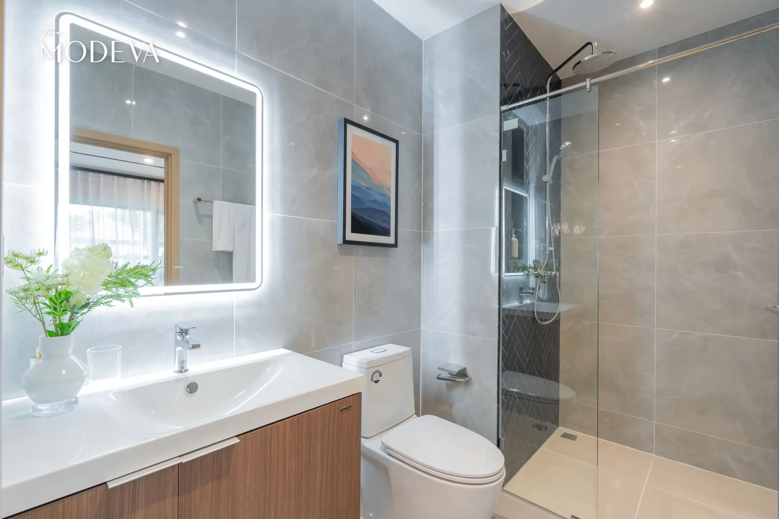 Bathroom with backlit mirror and shower — The Title Modeva, Bang Tao
