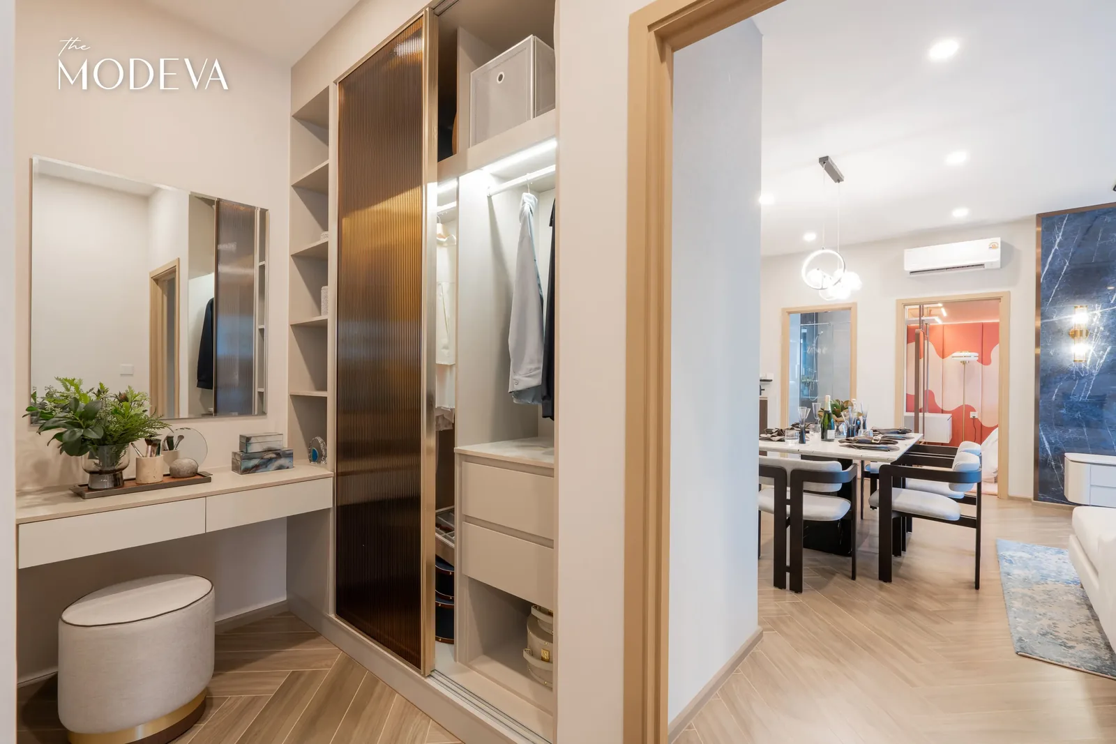 Walk-in closet with dressing table and mirror — The Title Modeva, Bang Tao