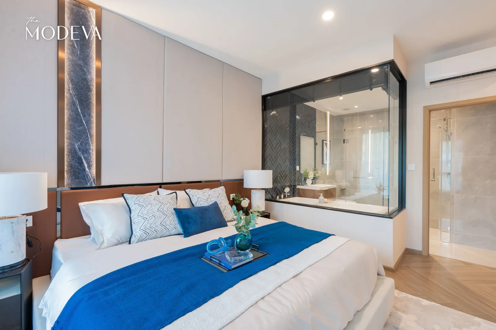 Bedroom with the bathroom behind glass — The Title Modeva, Bang Tao
