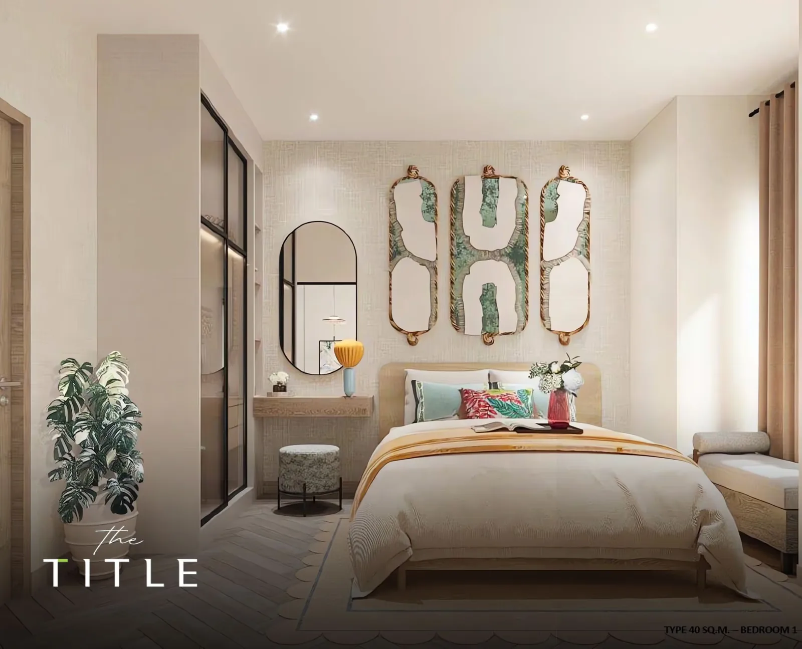 Bedroom with mirrors above the headboard and dressing table — The Title Adora, Rawai