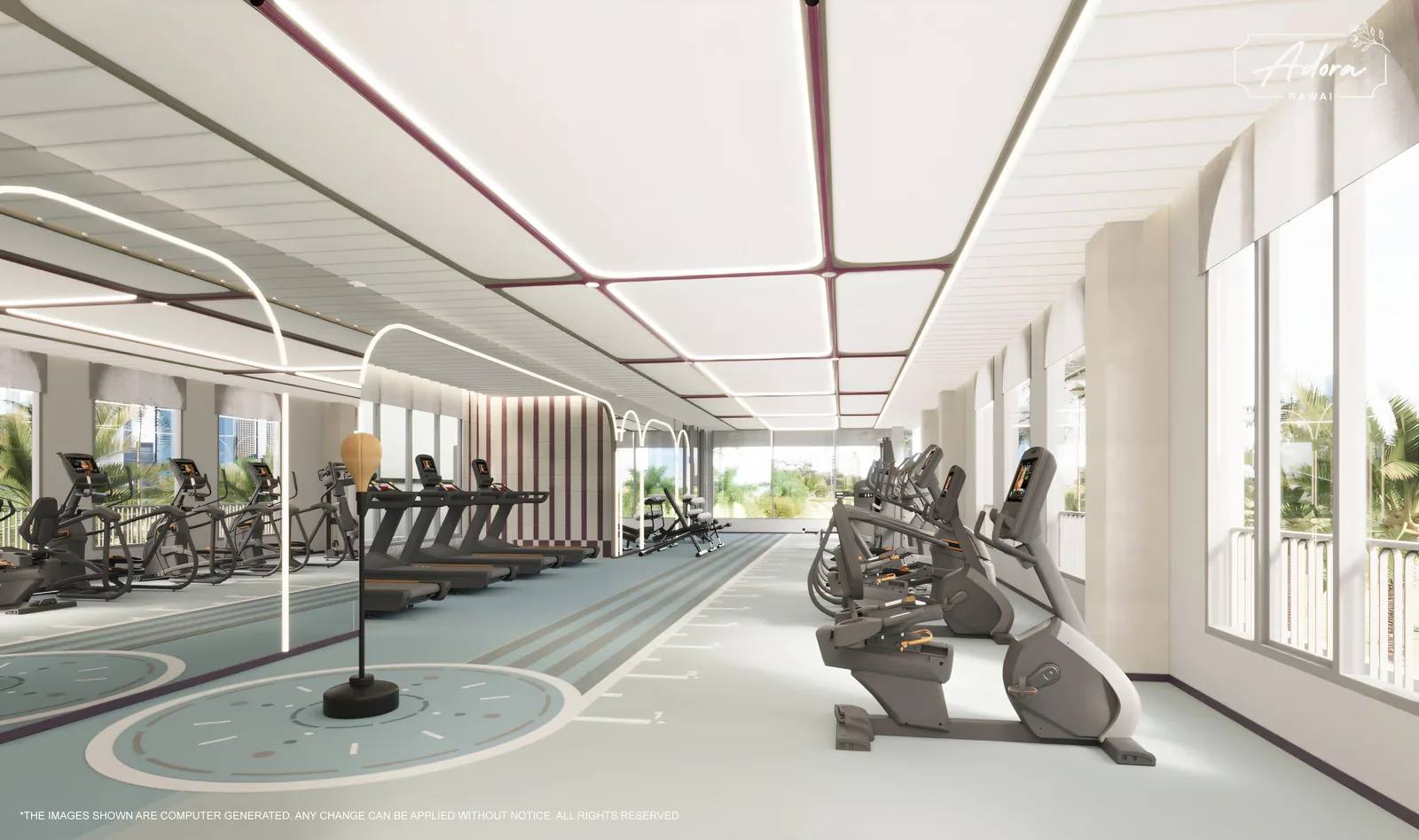 Cardio area of the gym with treadmills — The Title Adora, Rawai