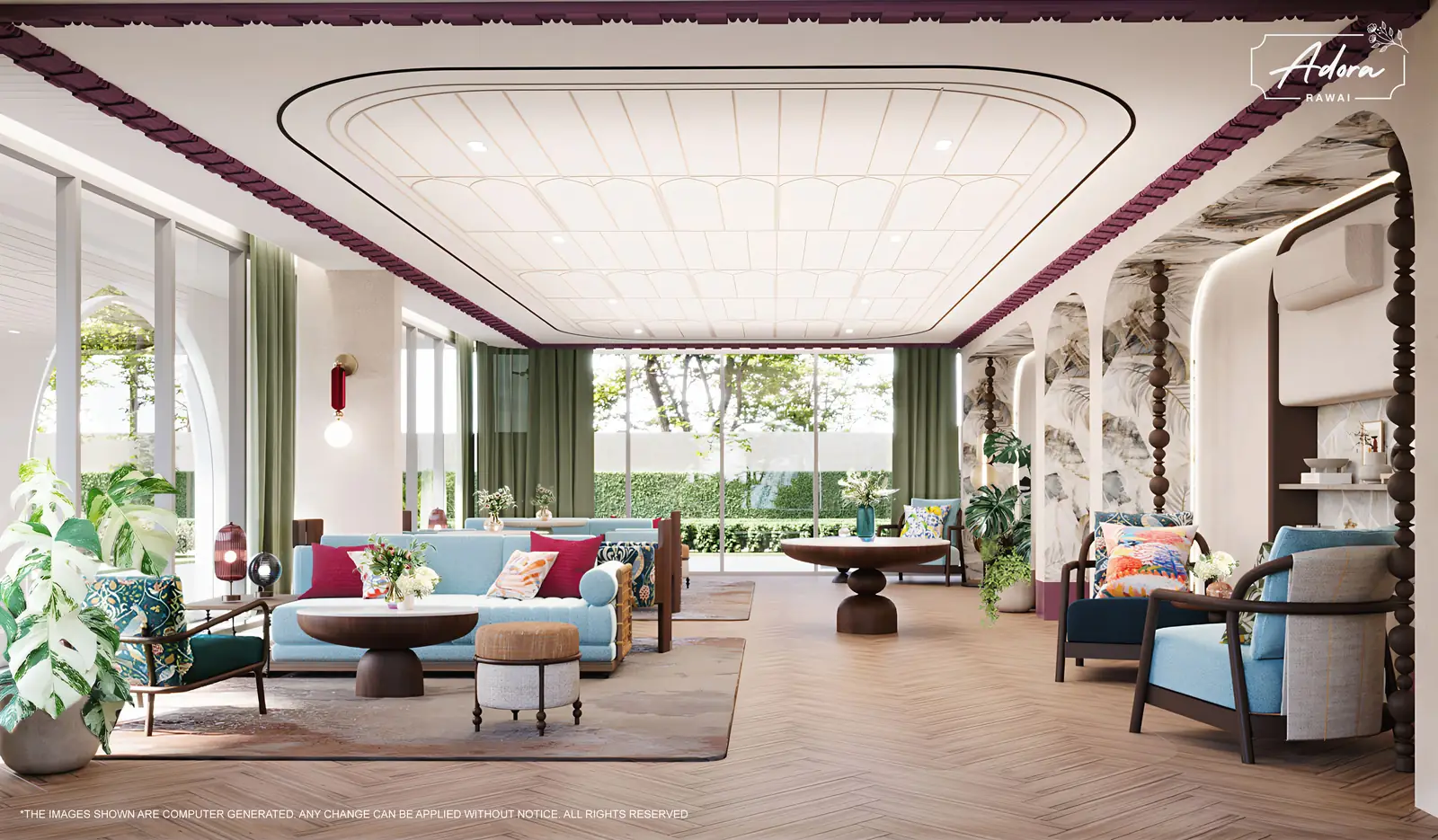 Communal lounge seating area with sofas — The Title Adora, Rawai