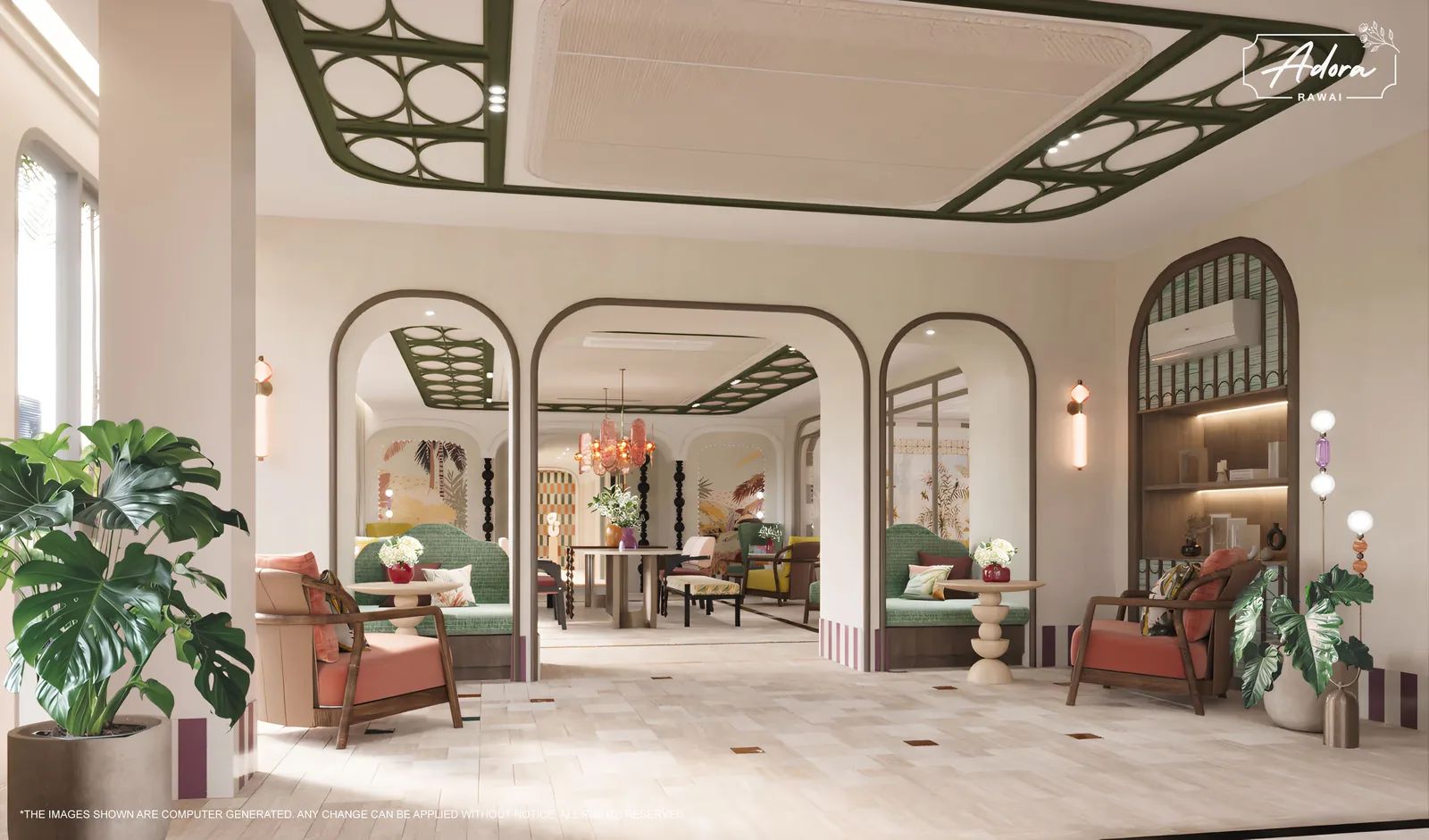 Lobby with arched niches and seating area — The Title Adora, Rawai